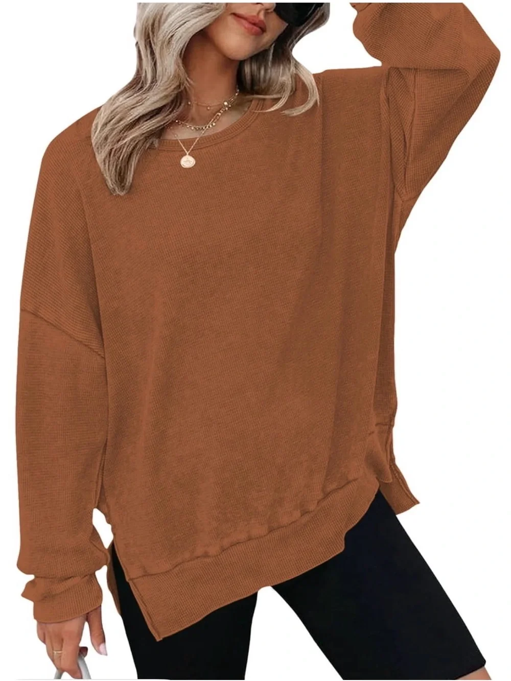 Cozy Women's Oversized Crewneck Sweatshirt - Charcoal Gray